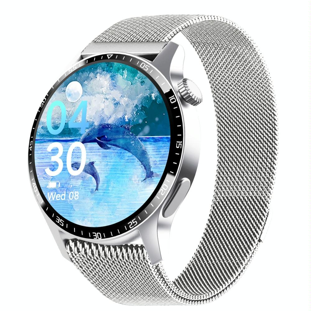 1.35 Inch Smart Watch Bluetooth Calls Health Monitoring 150+ Sports Black Silver Milan Smart Watches