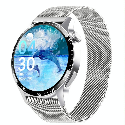 1.35 Inch Smart Watch Bluetooth Calls Health Monitoring 150+ Sports Black Silver Milan Smart Watches