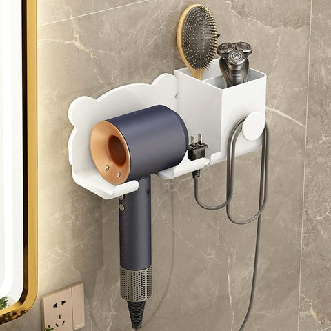 Wall Mounted Holder For Dyson Hair Dryer Bathroom Storage Rack Simple Black Upgraded White Bathroom Storage & Organisers