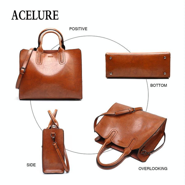 Large Leather Tote Bag For Women Casual Shoulder Trunk Style Women's Bags & Handbags