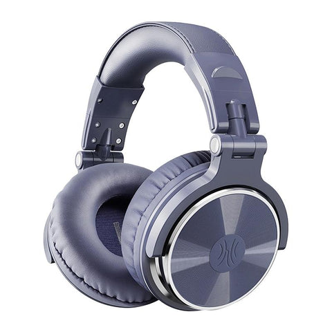 Head Mounted Wired Headphone With Noise Reduction & Mic Grey Blue Headphones