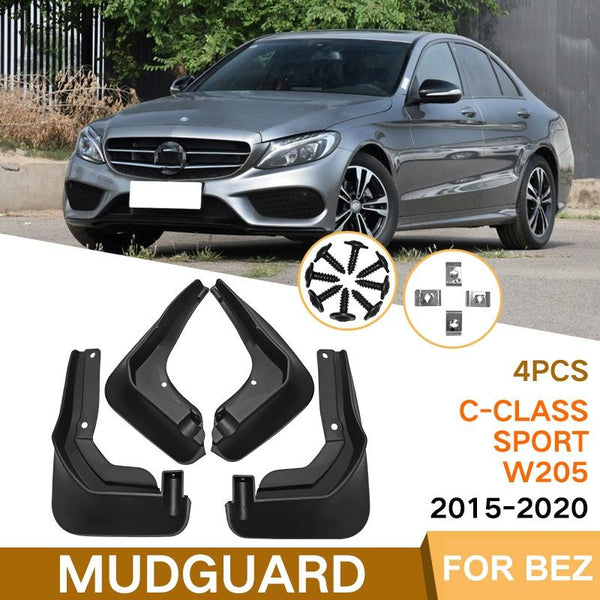 4Pcs / Set Car Auto Soft Plastic Splash Flaps Fender Guard For Mercedes Benz Class W205 2011 2014 Mud Flaps