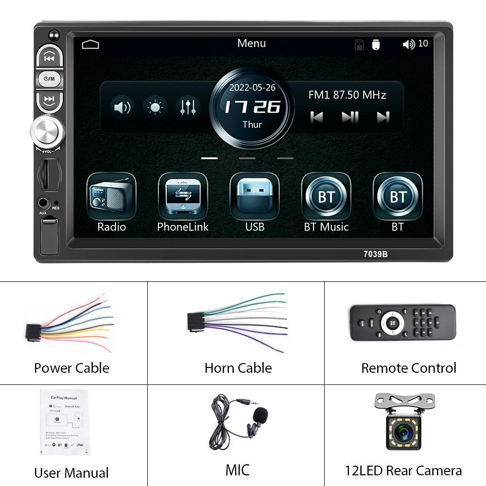 7 Inch Mp5 Bluetooth Carplay Player With Reversing Camera + 12 Lights Other Car Video