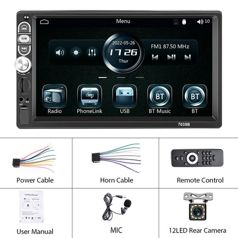 7 Inch Mp5 Bluetooth Carplay Player With Reversing Camera + 12 Lights Other Car Video