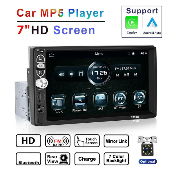 7 Inch Mp5 Bluetooth Carplay Player With Reversing Camera + 12 Lights Other Car Video