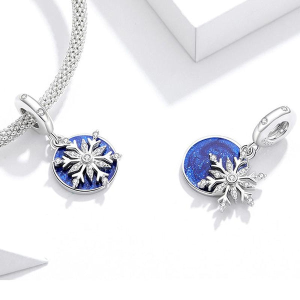 925 Sterling Silver Diy Winter Snowflake Bracelet Bead Charms & Pendants