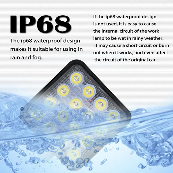 12W White Light Square Shaped Waterproof Car Boat Marine Work Lights Spotlight Led Bulbs Dc 9 30V Led Car Lights