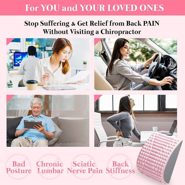 Blue Lumbar Massager For Spinal Stretching And Relaxation Solid Colour Pink Massagers