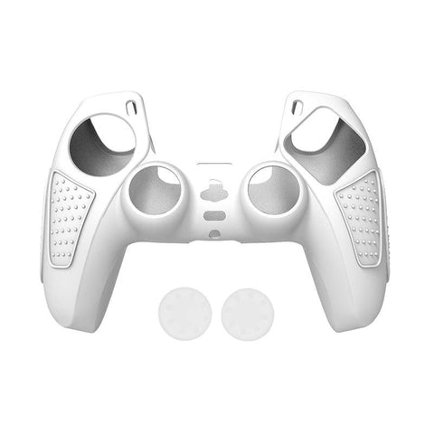 Black Silicone Protective Case For Ps5 Gamepad Anti Skid Cover White + 2 Hats Bags Skins & Travel Cases