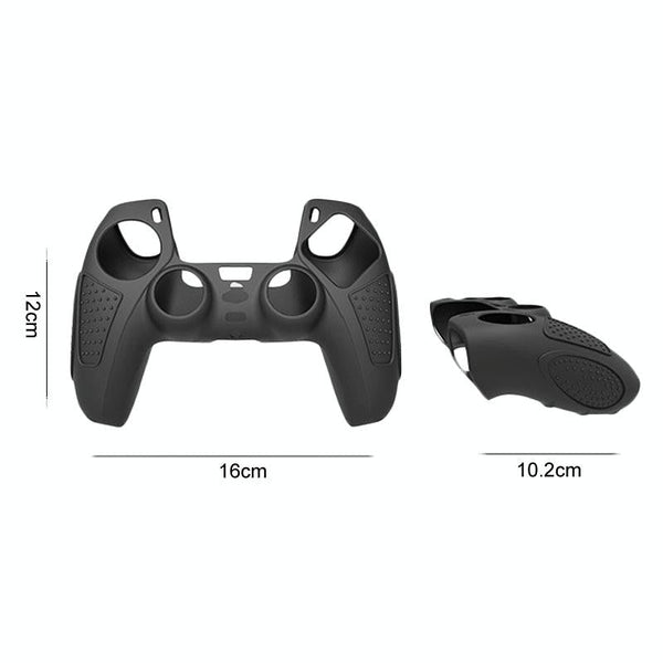 Black Silicone Protective Case For Ps5 Gamepad Anti Skid Cover White + 2 Hats Bags Skins & Travel Cases