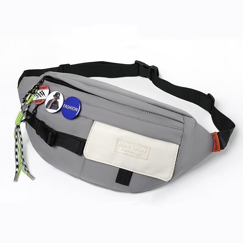 Chest Shoulder Messenger Bag With Badge Lanyard Grey Bags