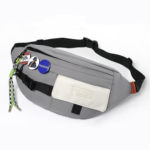 Chest Shoulder Messenger Bag With Badge Lanyard Grey Bags