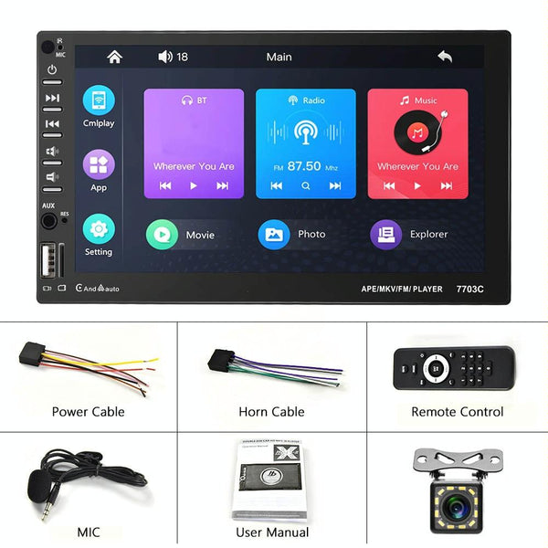 7 Inch Car Mp5 Player With Bluetooth & 12 Light Camera Universal Fit Other Car Audio