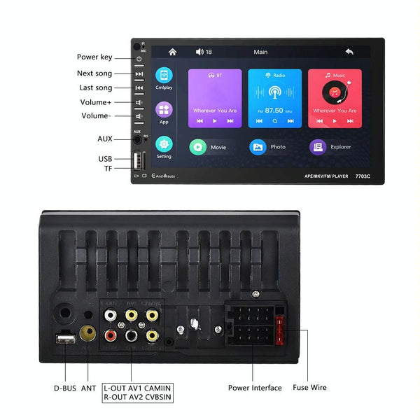 7 Inch Car Mp5 Player With Bluetooth & 12 Light Camera Universal Fit Other Car Audio