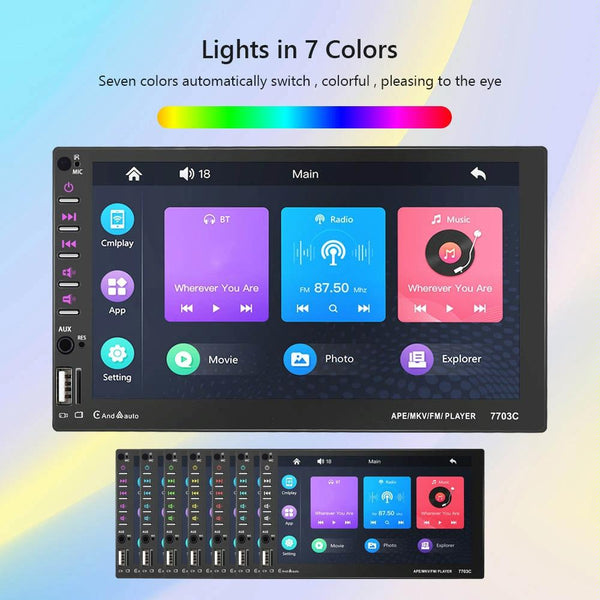 7 Inch Car Mp5 Player With Bluetooth & 12 Light Camera Universal Fit Other Car Audio