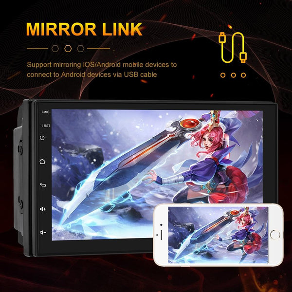 7 Inch Touch Button Dual Ingot Universal Mp5 Bluetooth Player + 12 Lights Camera Other Car Video