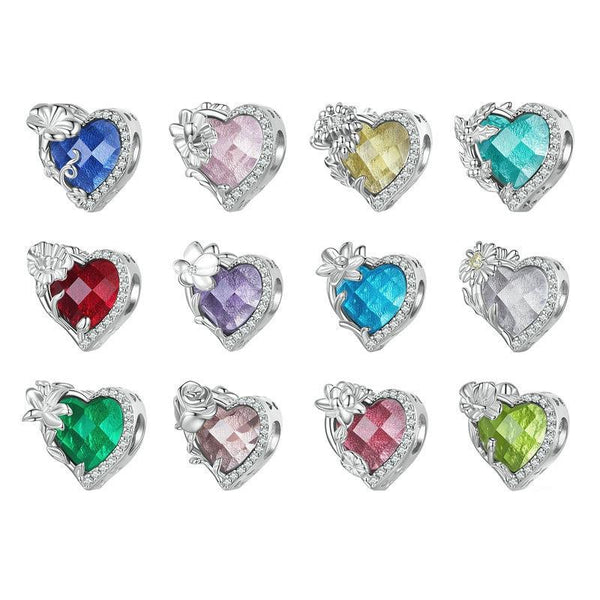 925 Sterling Silver April Birthstone Bracelet With Love Pearl Beads Style Charms & Pendants