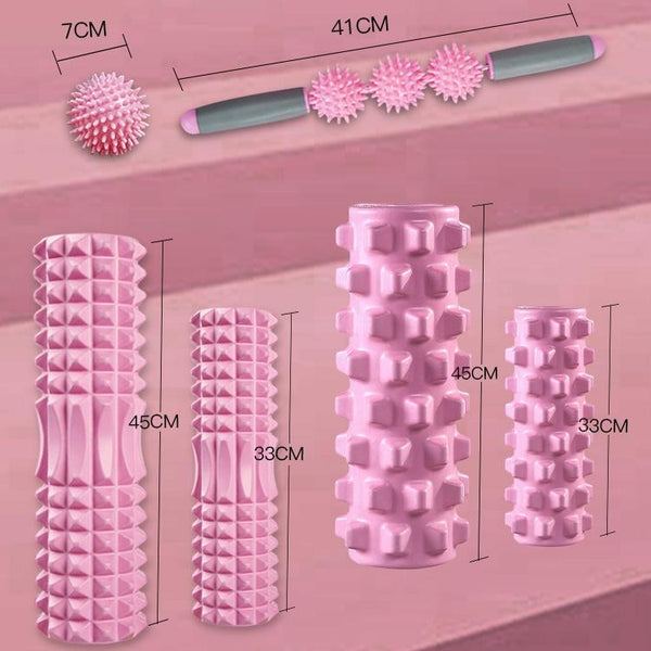 3 In 1 Eva Foam Roller Set For Muscle Relaxation And Yoga 45Cm Pink Foam Rollers
