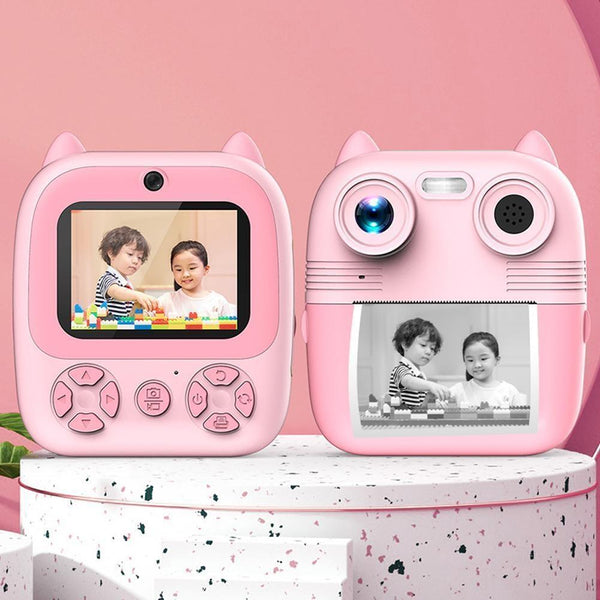 Instant Print Camera With Dual Lens 2.8 Screen For Kids Pink 32G Digital Cameras