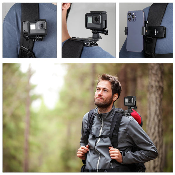 360 Degree Rotating Backpack Hat Mount With Phone Clamp Kit Mounts & Holders