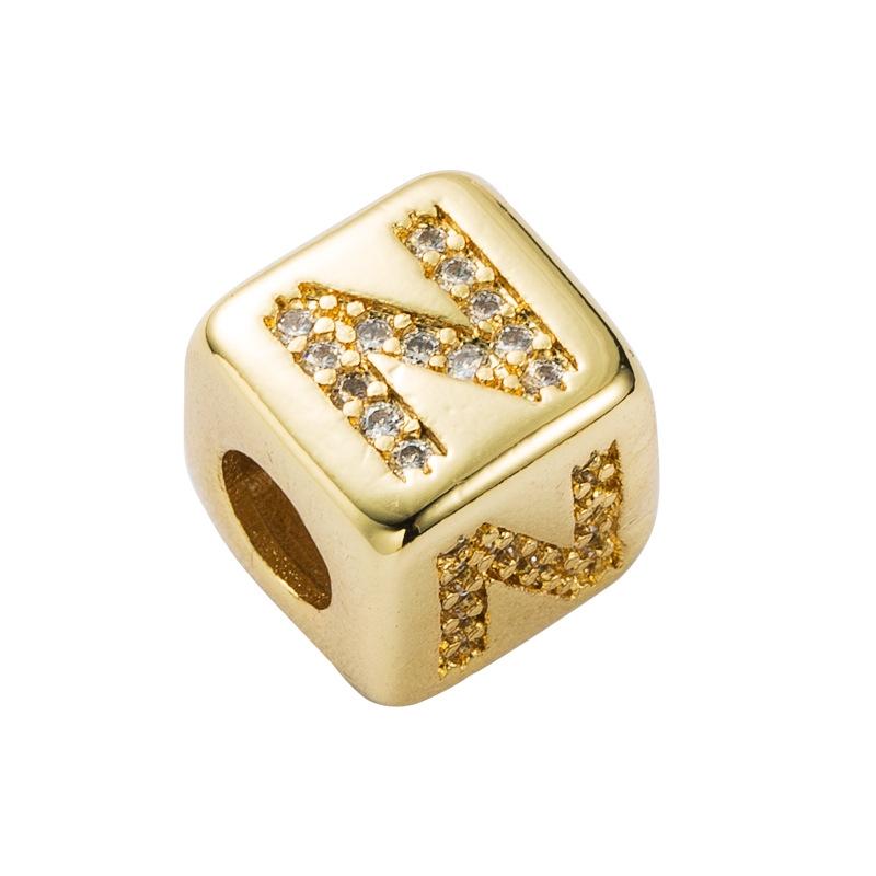 Brass Micro Inlaid Couple Red String Diy Bracelet English Letter Beads Style N Charms & Pendants