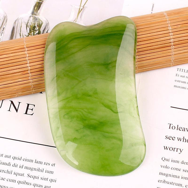 Facial Tendon Stick Resin Scraping Sheet For Massage And Beauty Salon Shave Board Acupuncture Pen Emerald Green Ingot Massagers