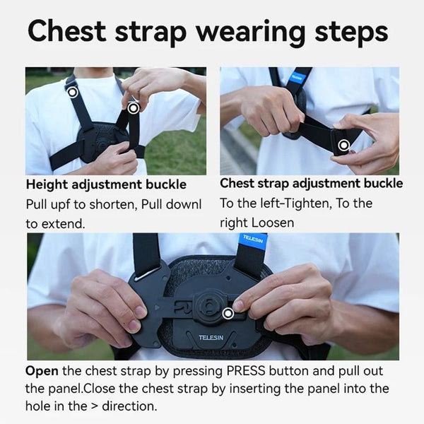 Sports Camera Quick Release Chest Strap Accessory For Audio And Video Use Remotes & Shutter Releases