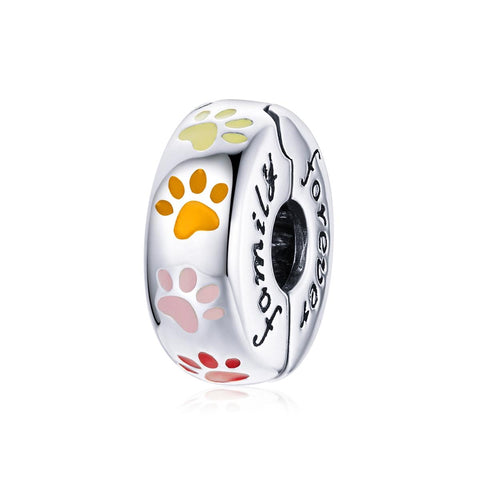 925 Sterling Silver Colorful Paw Print Beads For Diy Bracelets & Necklaces Craft Beads