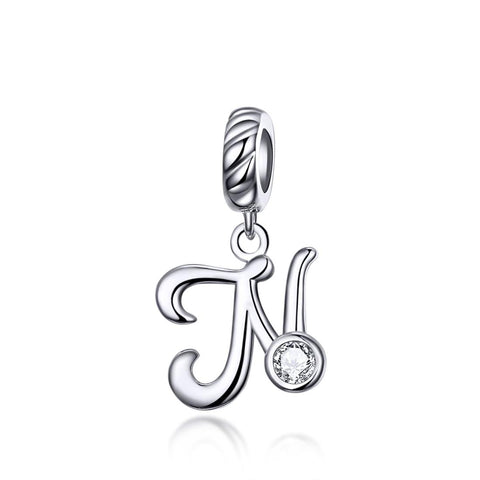 925 Sterling Silver Personalized Letter Pendant For Diy Bracelets And Necklaces Style Charms & Pendants