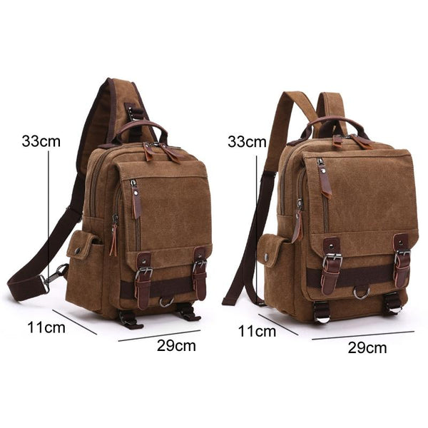 Gray Canvas Chest Bag For Outdoor Travel Lightweight & Durable Bags