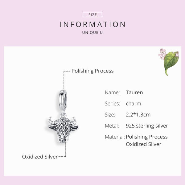 925 Sterling Silver Bull Head Pendant For Bracelet Or Necklace Charms & Pendants