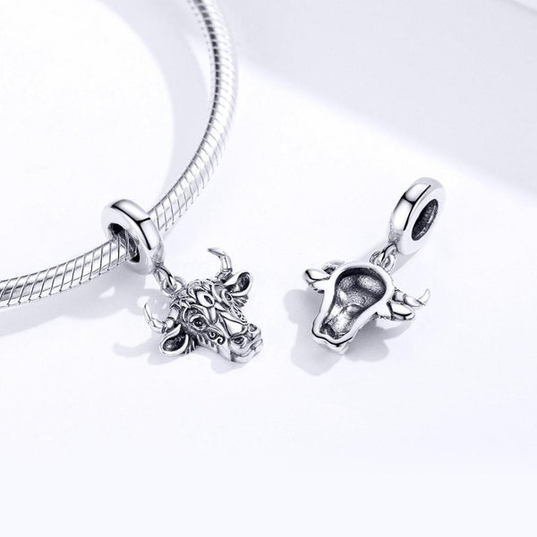 925 Sterling Silver Bull Head Pendant For Bracelet Or Necklace Charms & Pendants