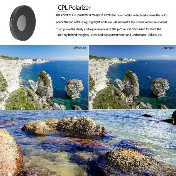 Three Piece Lens Filter For Dji Action Camera With Optical Glass Filters