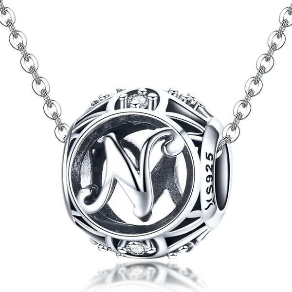 925 Sterling Silver 26 English Letter Beads For Diy Bracelets & Necklaces Style Charms & Pendants