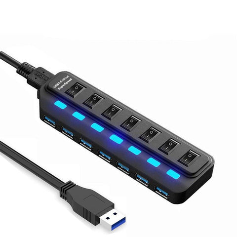 7 Port Usb 3.0 Hub With Independent Switching Usb Cables Hubs & Adapters
