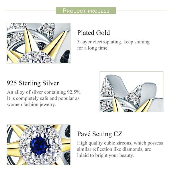 925 Sterling Silver Sun & Moon Beads For Diy Bracelets Charms & Pendants