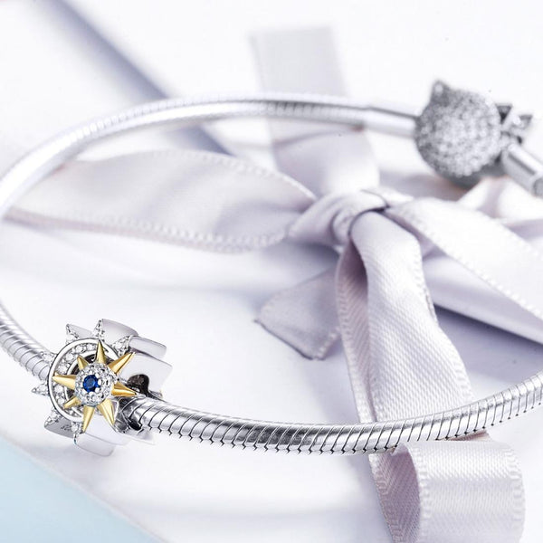 925 Sterling Silver Sun & Moon Beads For Diy Bracelets Charms & Pendants