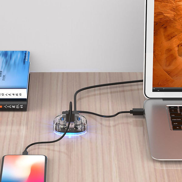 1 Sets Of Transparent 4 Port Usb 3.0 Hub Usb Cables Hubs & Adapters