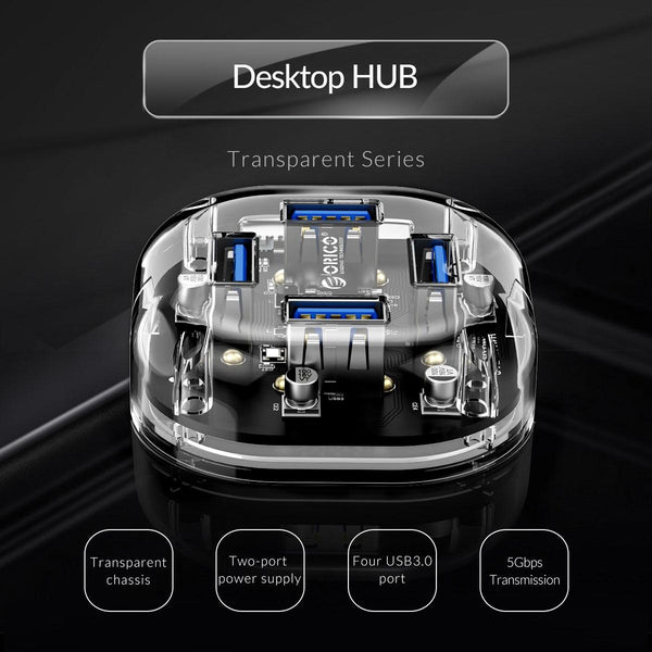 1 Sets Of Transparent 4 Port Usb 3.0 Hub Usb Cables Hubs & Adapters