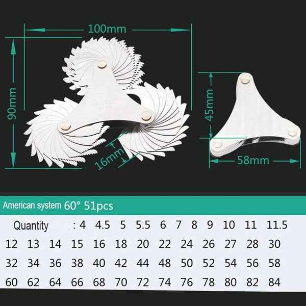 60 Degree Stainless Steel Thread Gauge 51 Pieces Other Test & Measurement