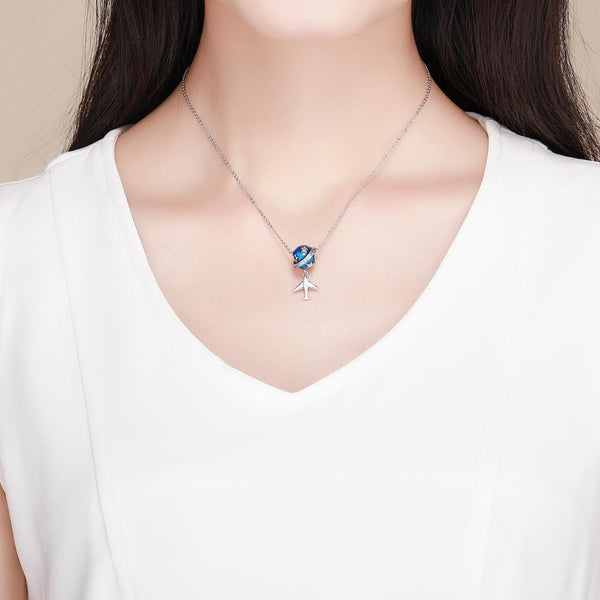 925 Sterling Silver Travel Dream Airplane Oil Drip Bead Charms & Pendants