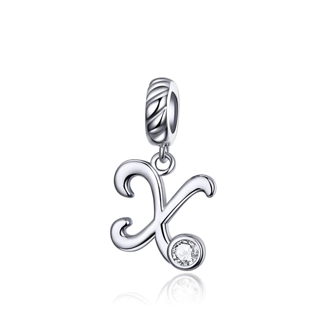 925 Sterling Silver Personalized Letter Pendant For Diy Bracelets And Necklaces Style X Charms & Pendants
