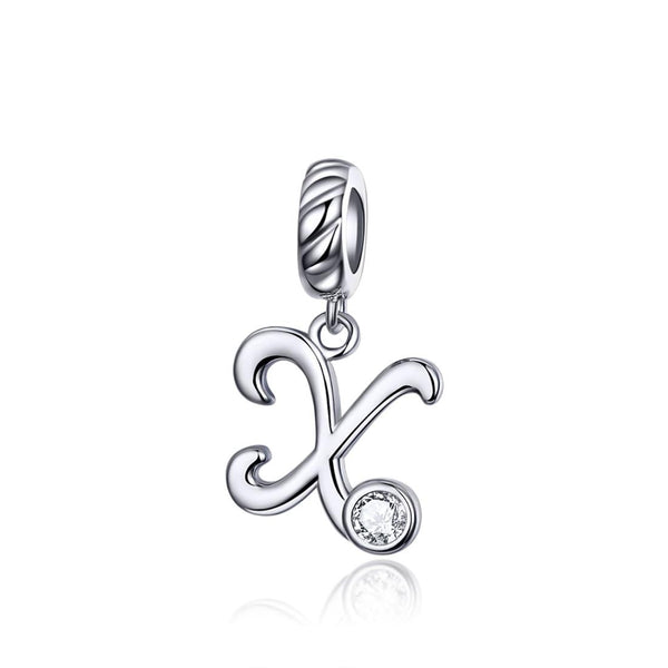 925 Sterling Silver Personalized Letter Pendant For Diy Bracelets And Necklaces Style X Charms & Pendants