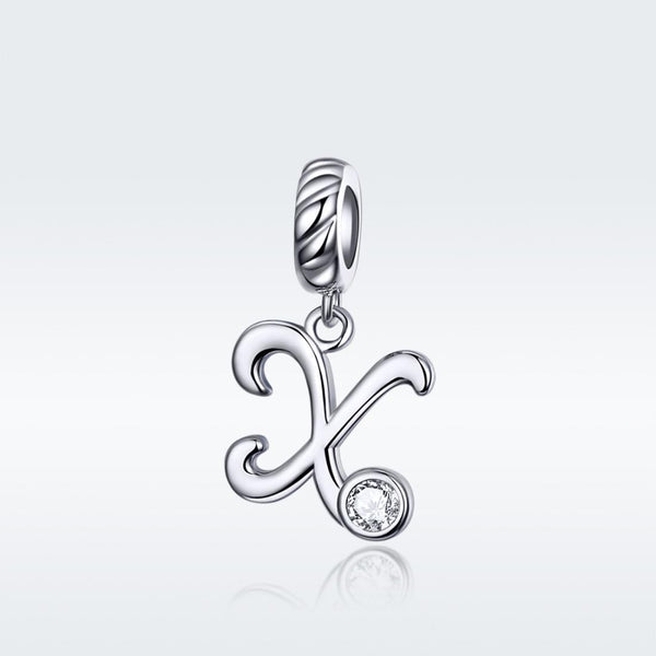 925 Sterling Silver Personalized Letter Pendant For Diy Bracelets And Necklaces Style X Charms & Pendants