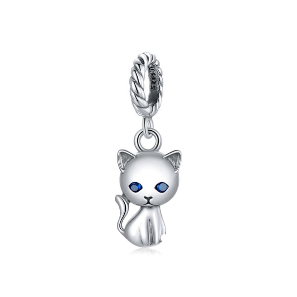 925 Sterling Silver Adorable Cat Pendant For Diy Bracelets & Necklaces Charms & Pendants