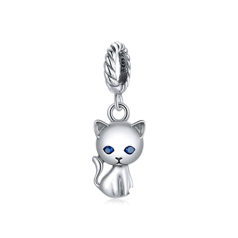 925 Sterling Silver Adorable Cat Pendant For Diy Bracelets & Necklaces Charms & Pendants