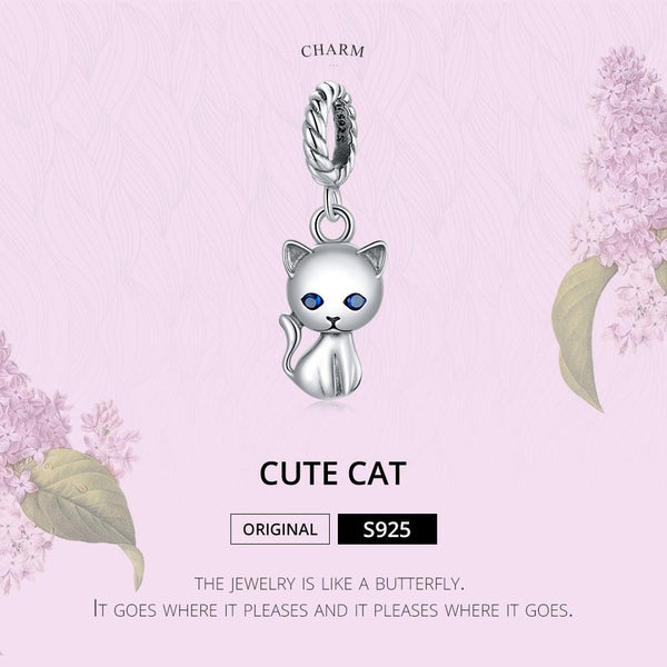 925 Sterling Silver Adorable Cat Pendant For Diy Bracelets & Necklaces Charms & Pendants