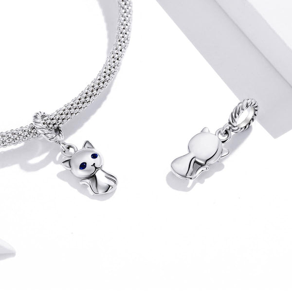 925 Sterling Silver Adorable Cat Pendant For Diy Bracelets & Necklaces Charms & Pendants