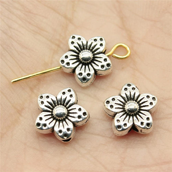30 Tibetan Flower Charms 9X9x5mm Beads For Jewelry Making Charms & Pendants