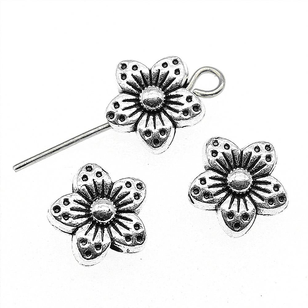 30 Tibetan Flower Charms 9X9x5mm Beads For Jewelry Making Charms & Pendants